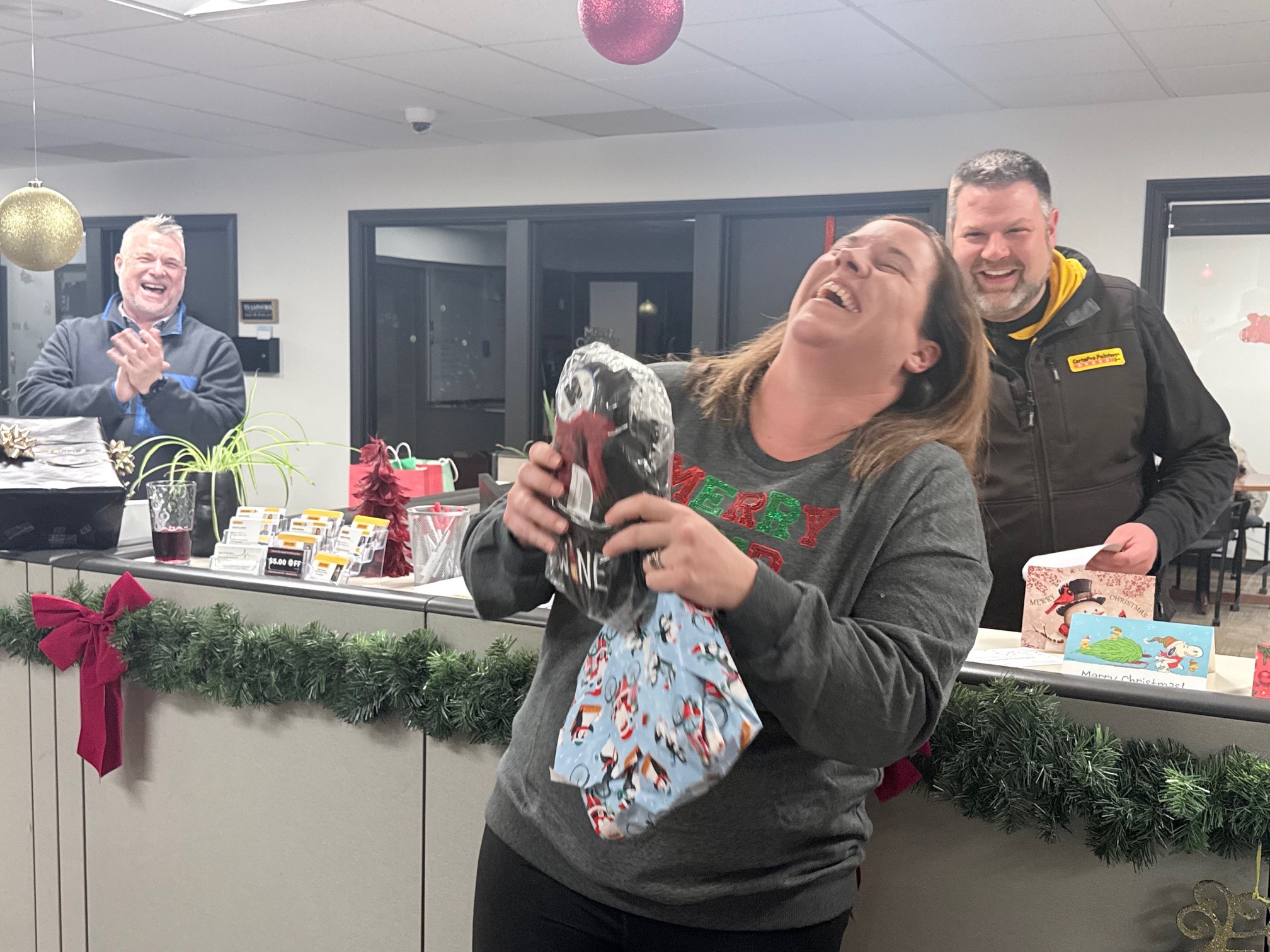 group at office party