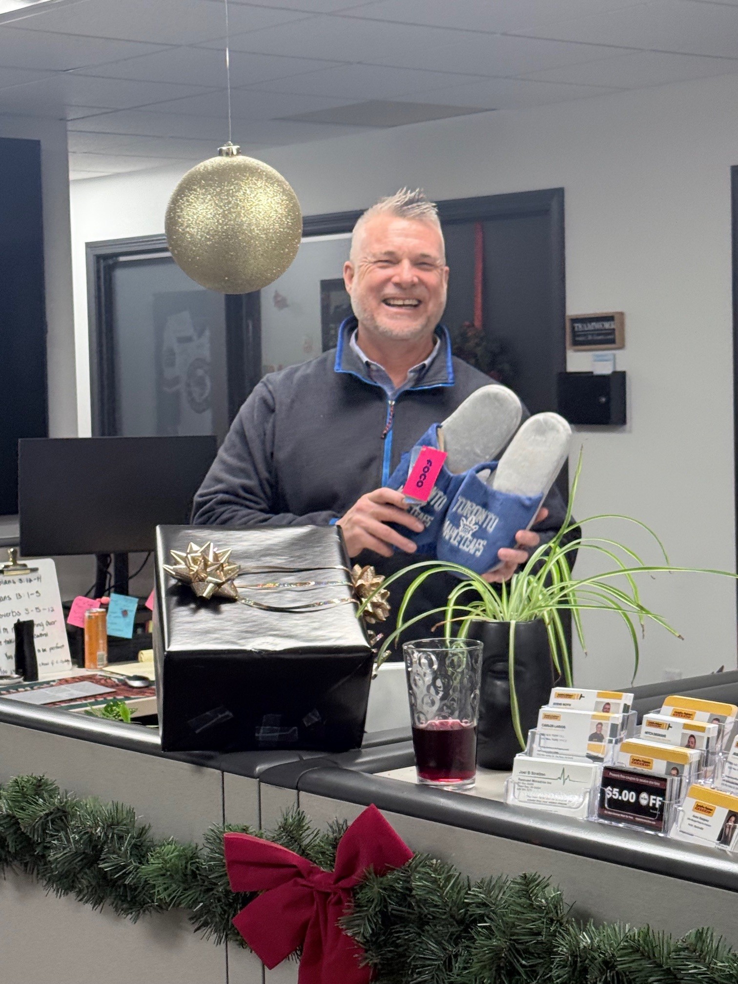 group at office party