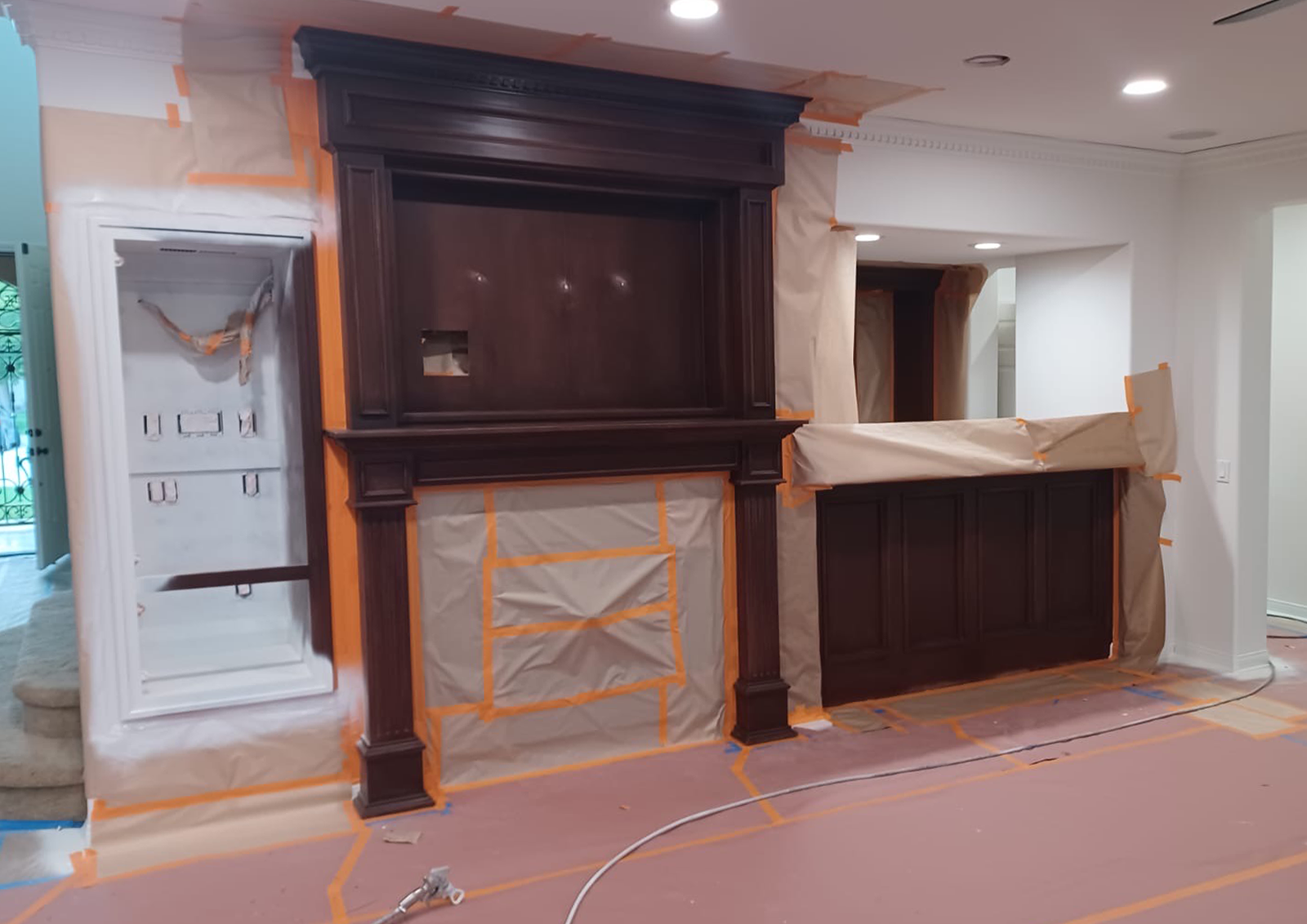 Stain to Paint for Entertainment Center Before