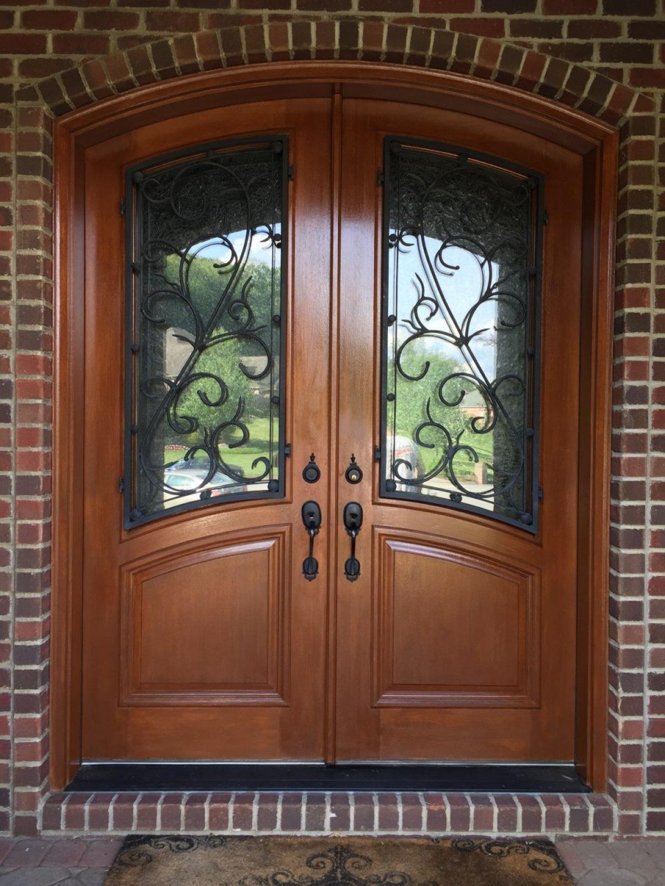 Stained entry door after painting