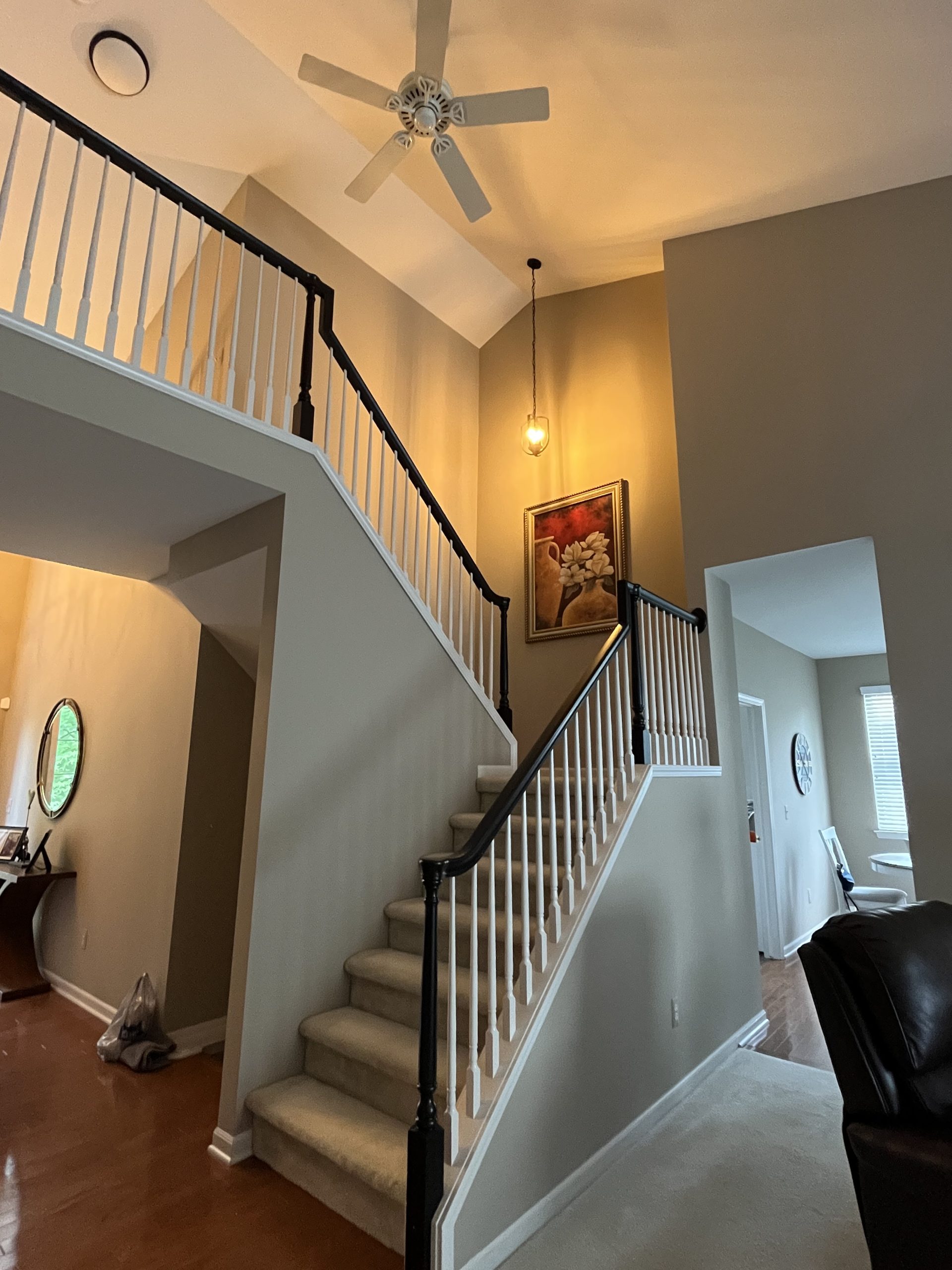 trim and stairway painting after