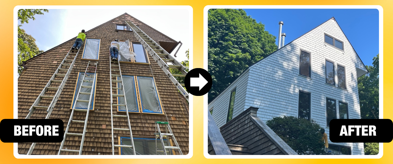 Cedar Siding Painting Setauket, NY - Before and After
