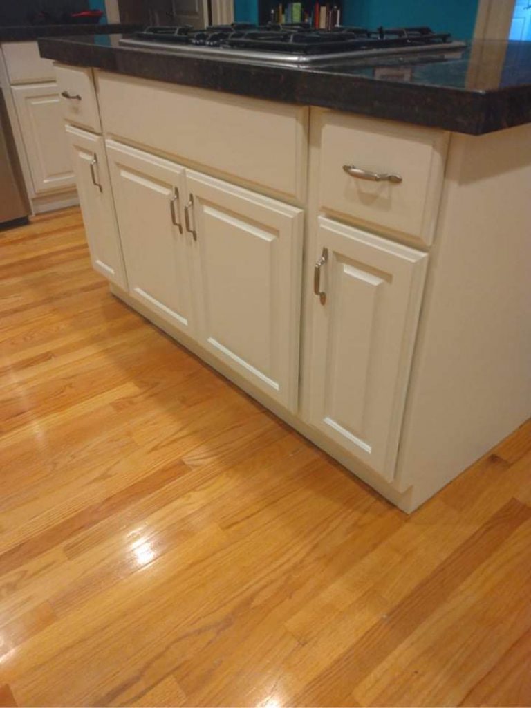 kitchen island after paint job white