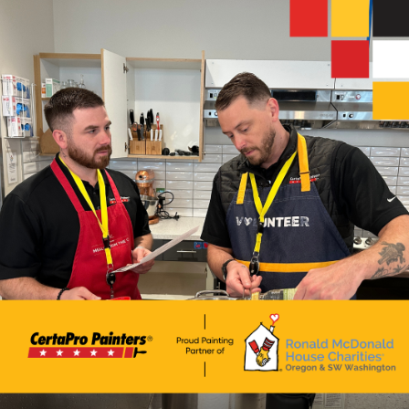 volunteers with CertaPro & RMHC logo