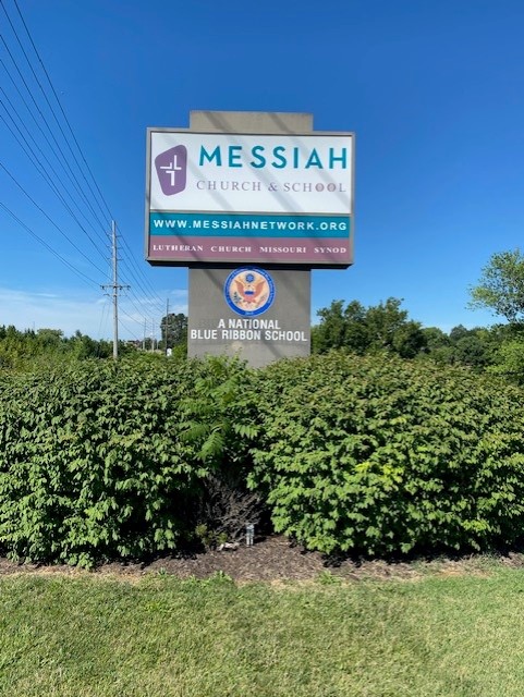 Church Sign Exterior Painting Before