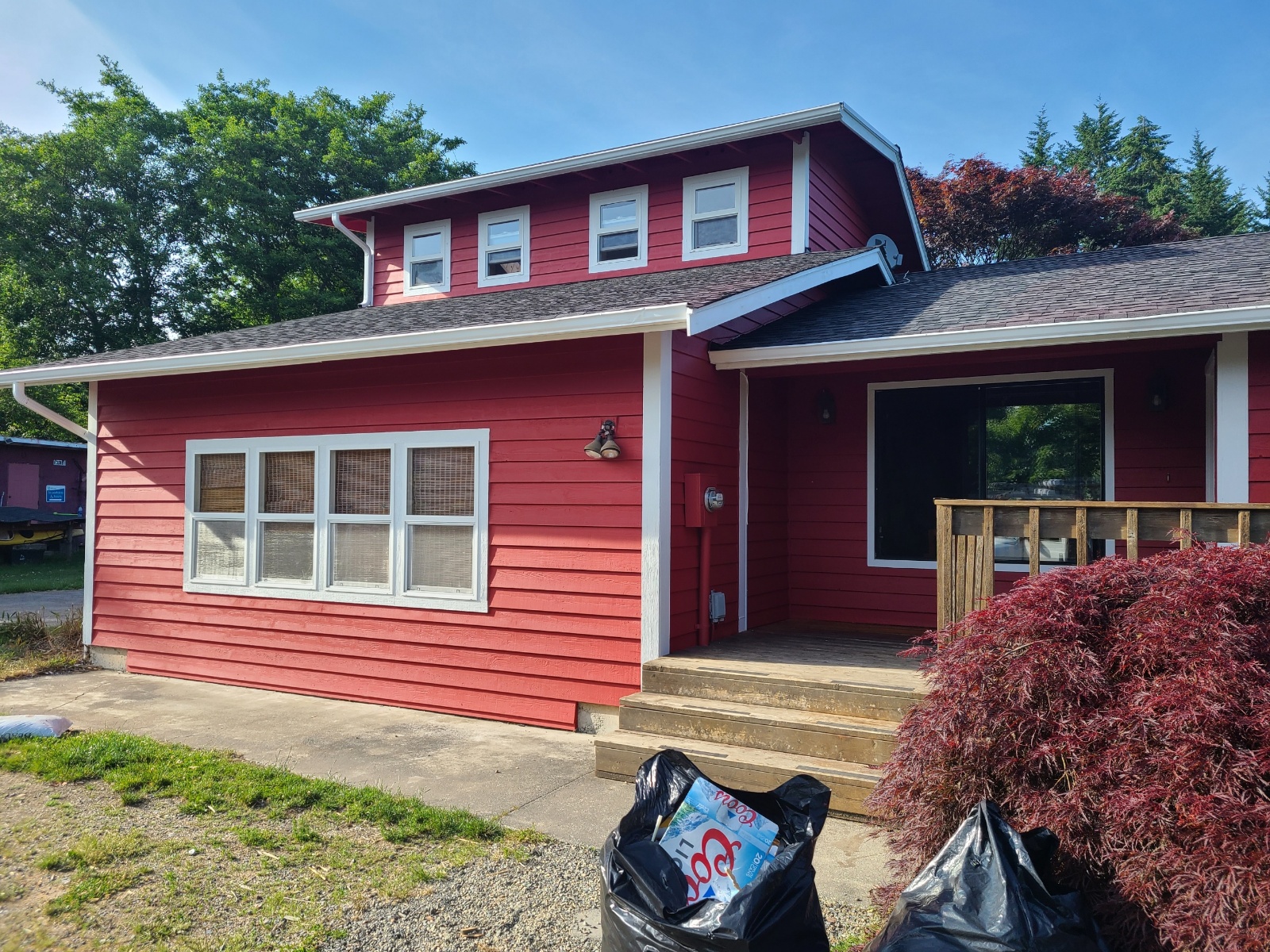 red siding home exterior