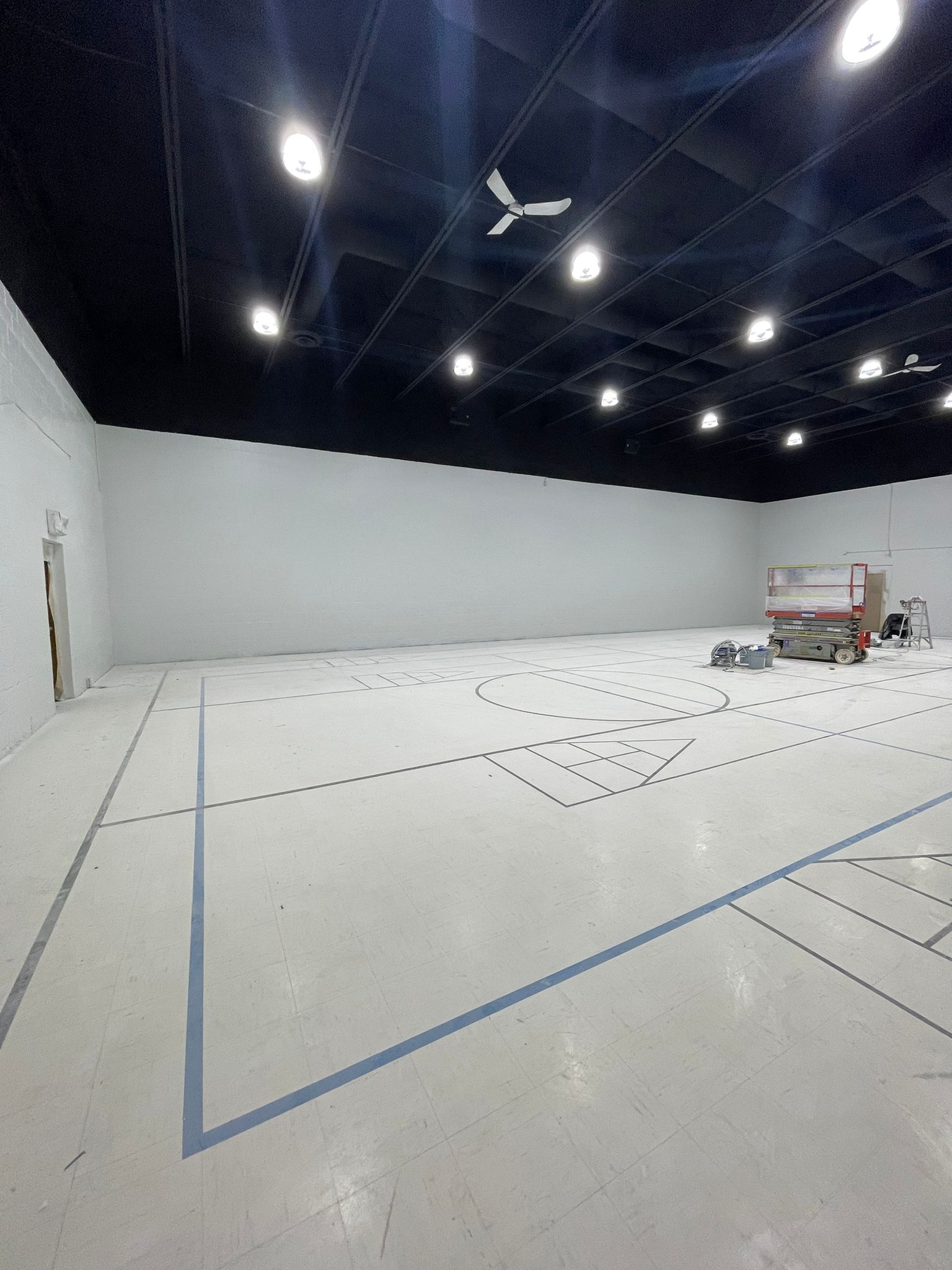 gymnasium interior after painting