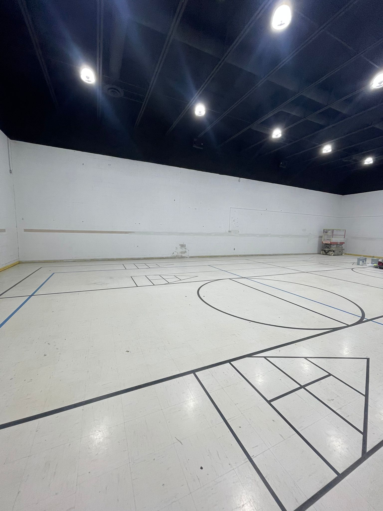 gymnasium interior before painting