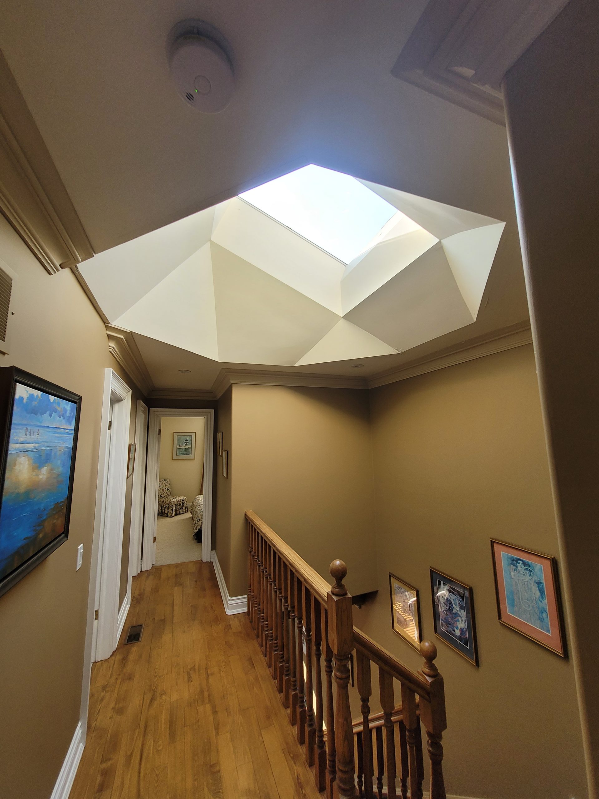 interior skylight before repair and painting