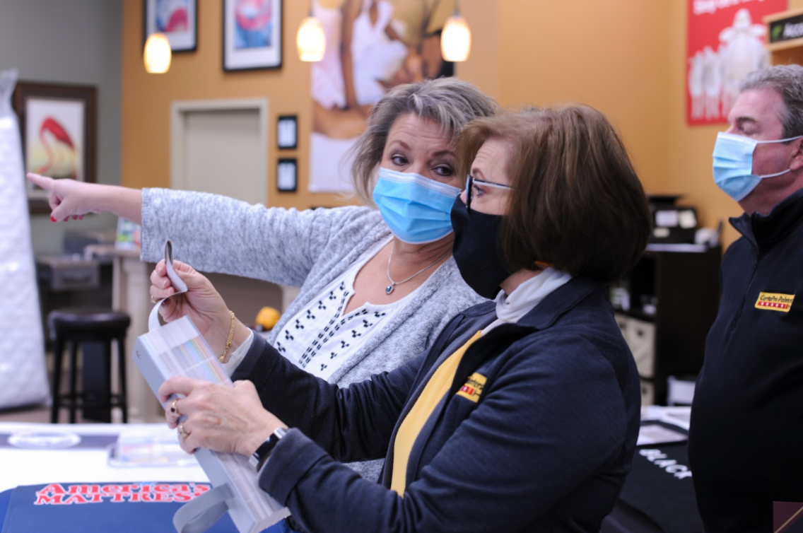 sheri osburn certapro owner wearing a mask when speaking with a client