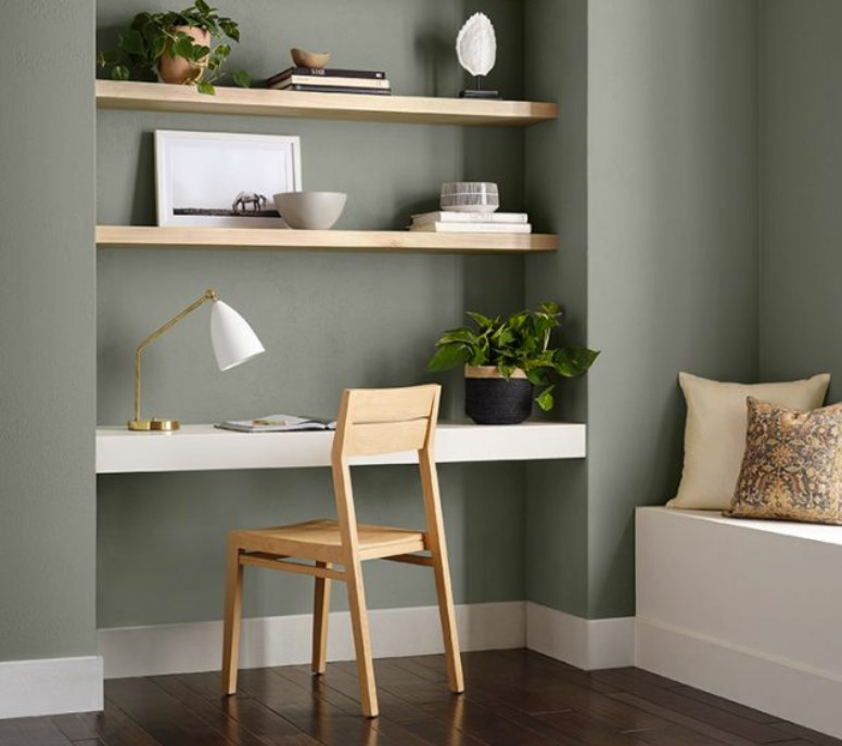 Desk Nook in Evergreen Fog SW 9130