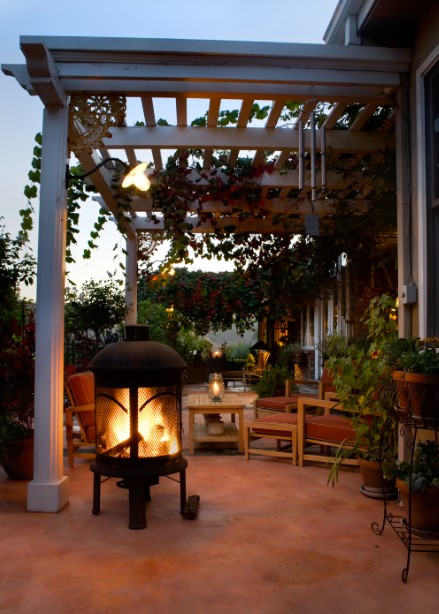 back yard patio summer evening