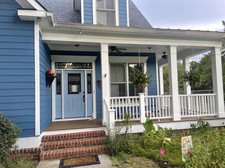 blue exterior after painting