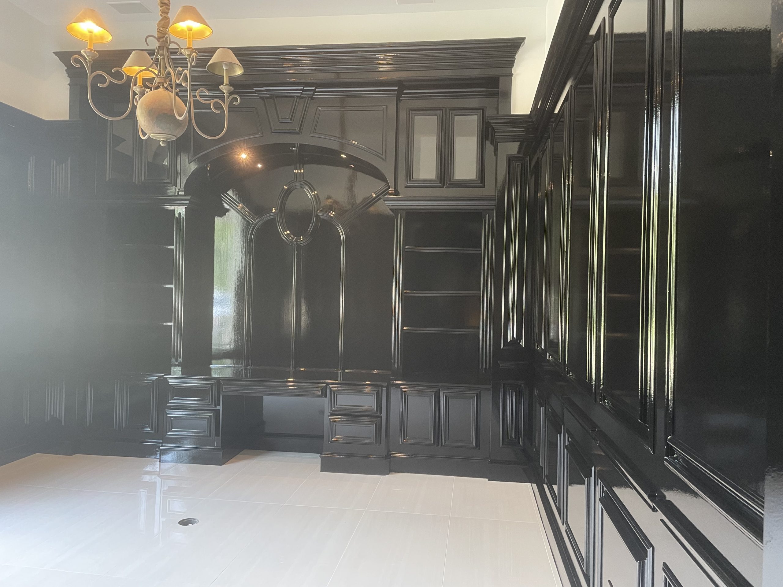 wooden panels repainted black