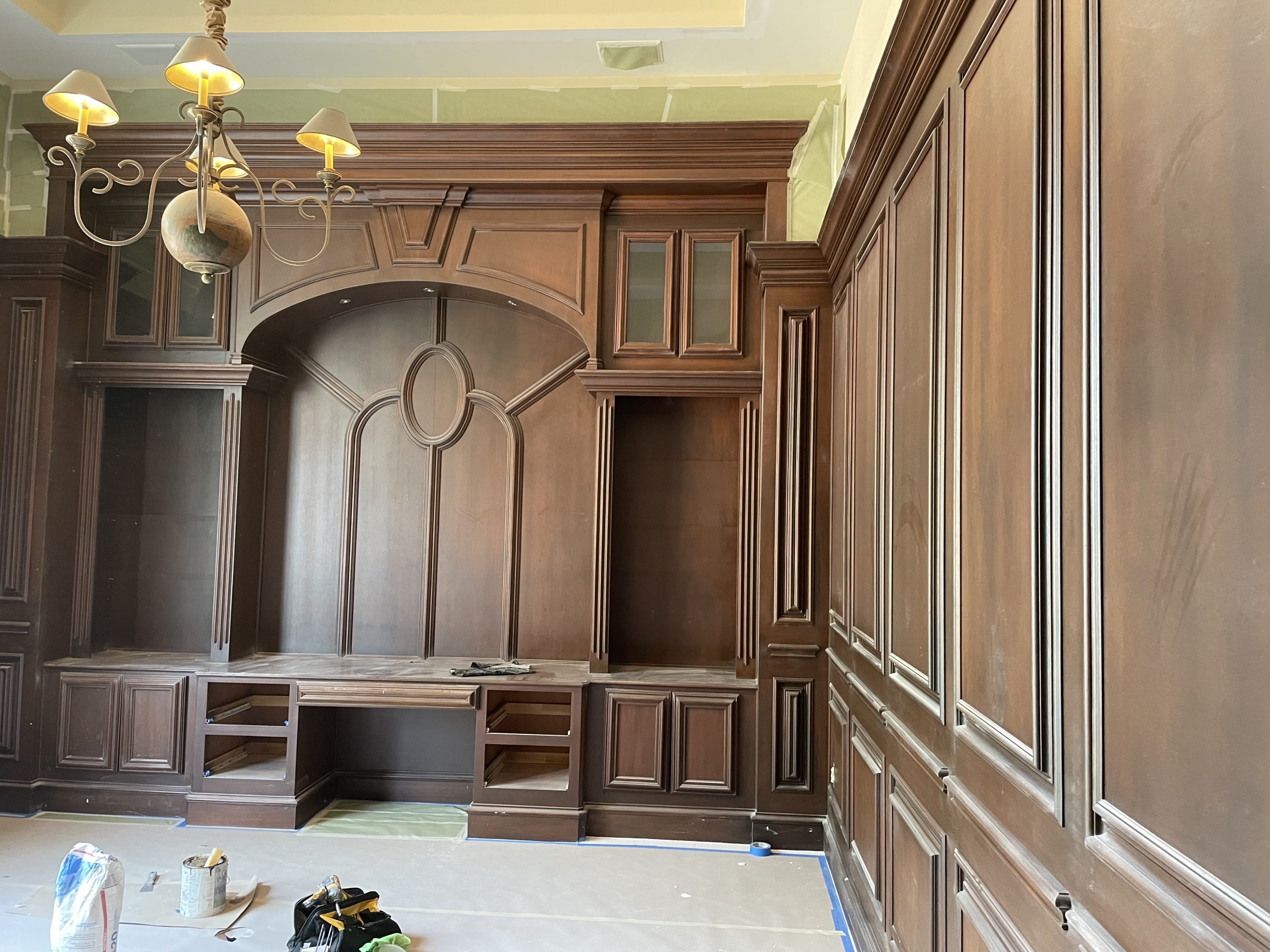 house interior wooden panels on wall