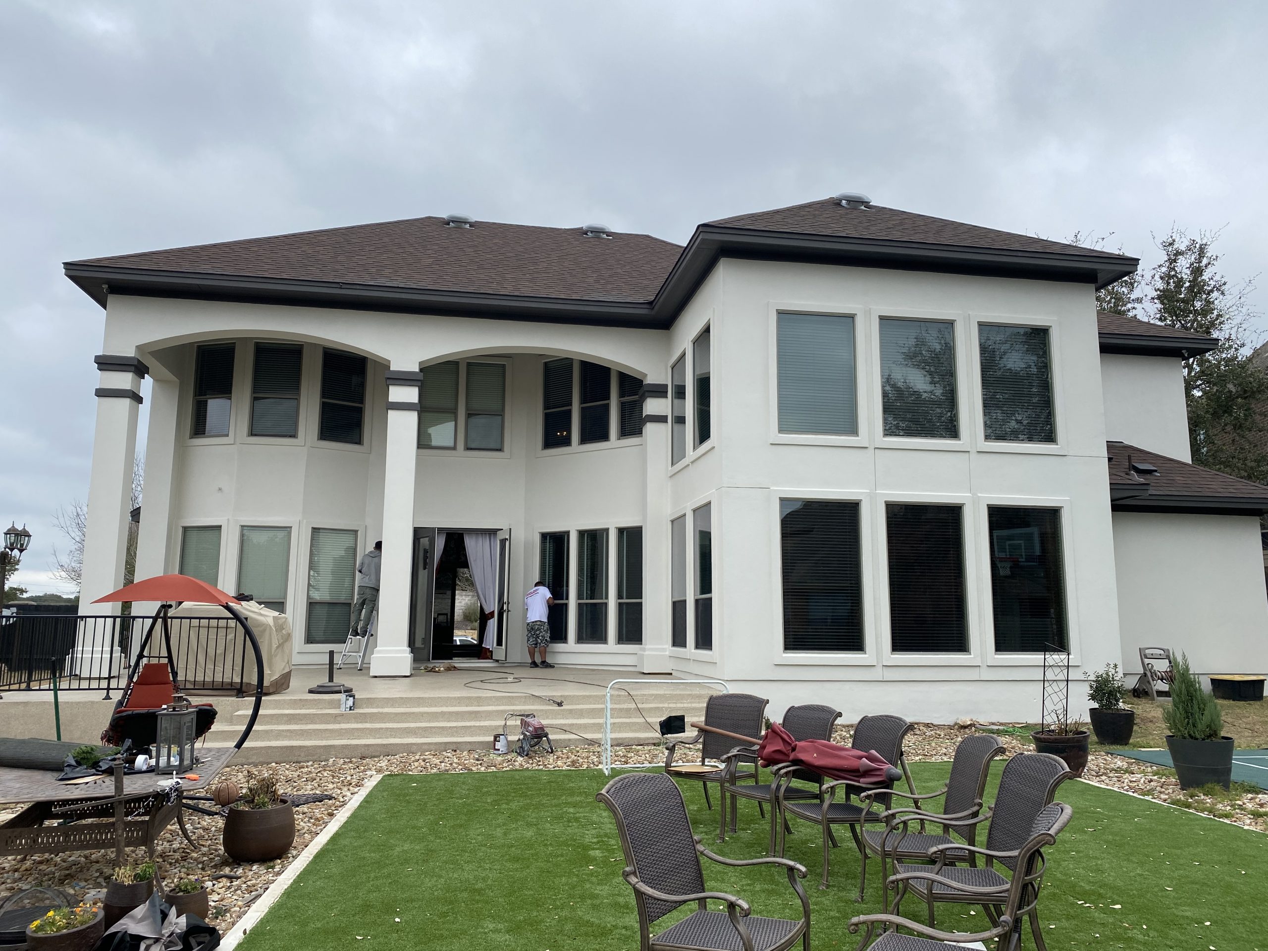 Stucco Refreshed with White Paint