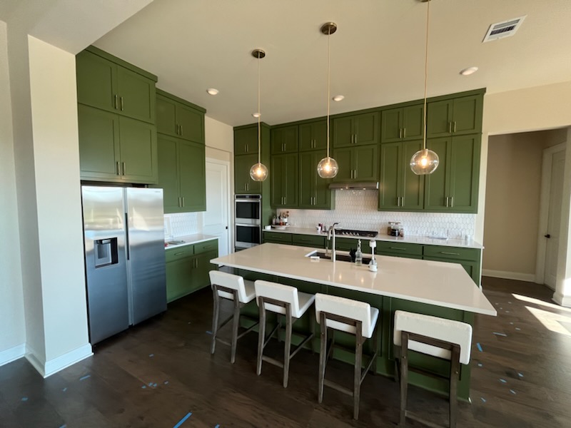 Green Kitchen Cabinets After