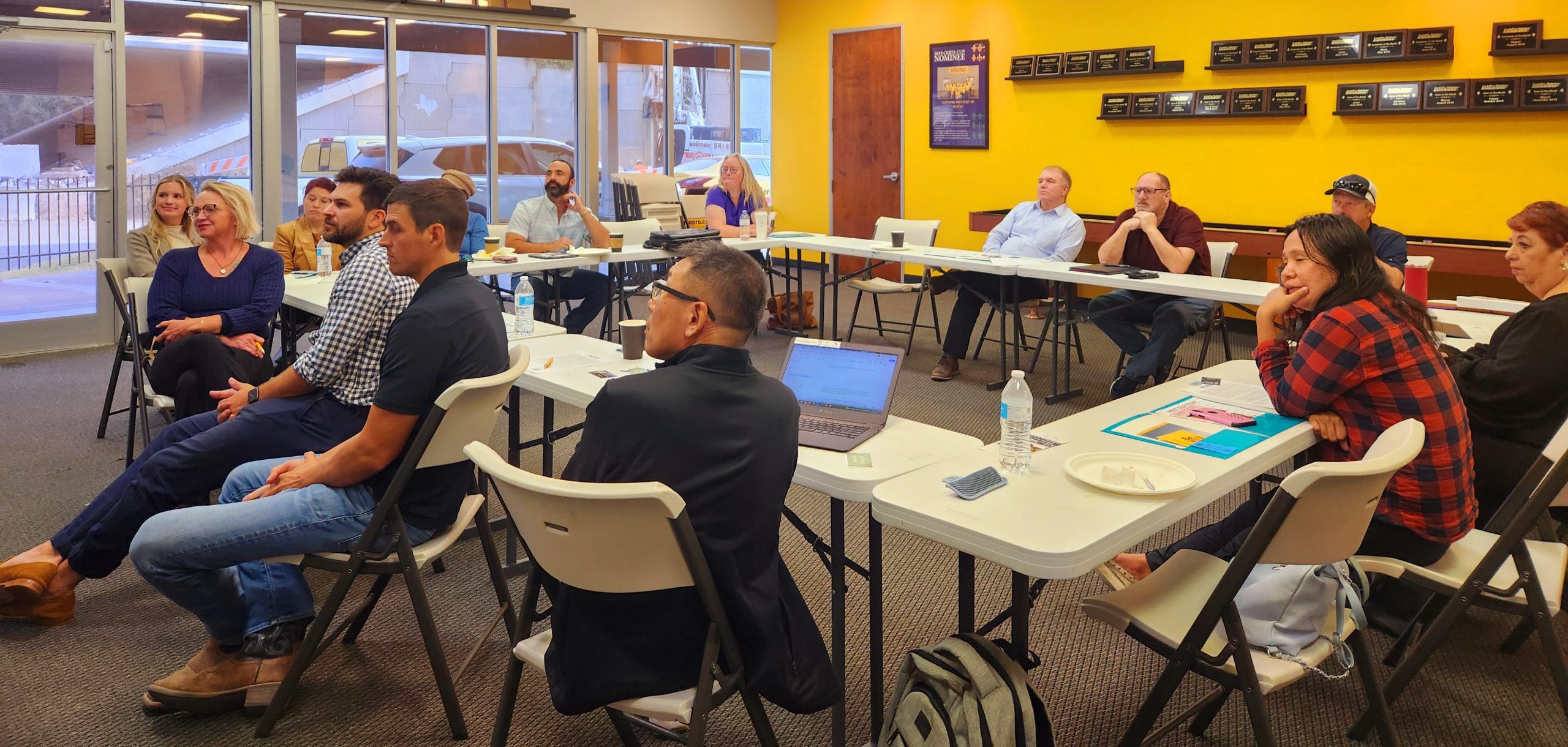 people in meeting space