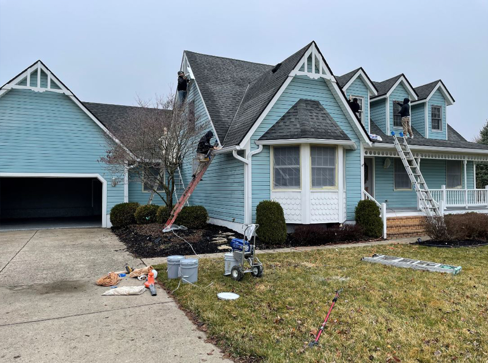 exterior house painting in progress