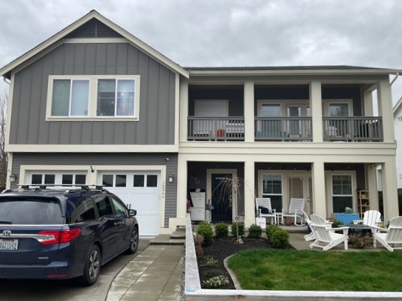 front of home exterior with grey paint