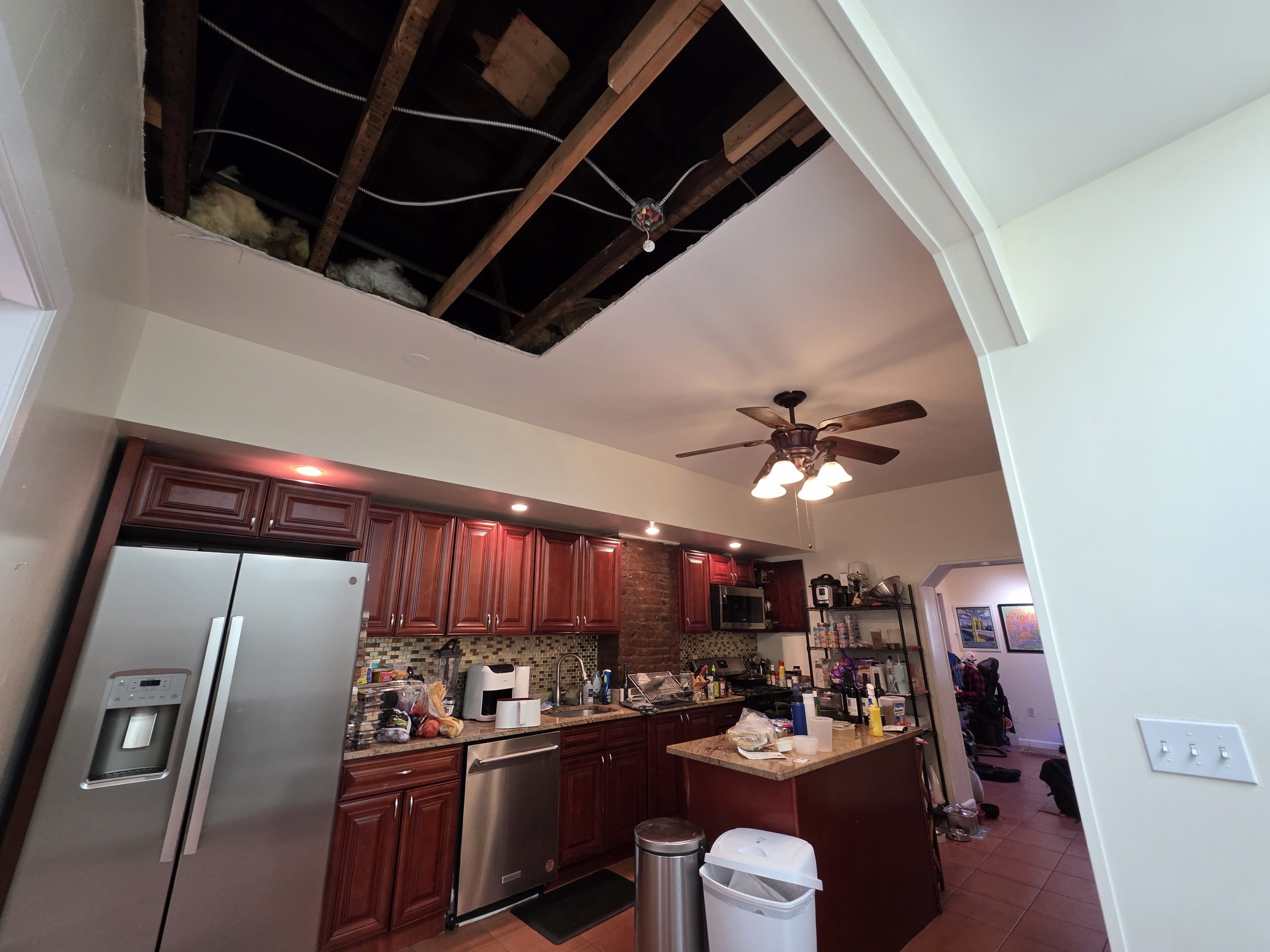 kitchen drywall repair before