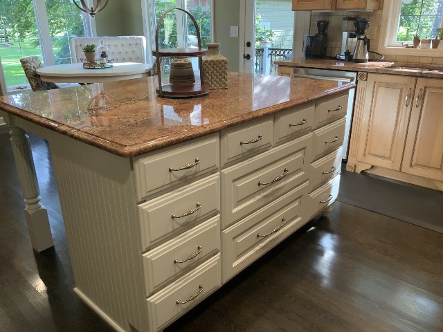 photo of repainted kitchen island