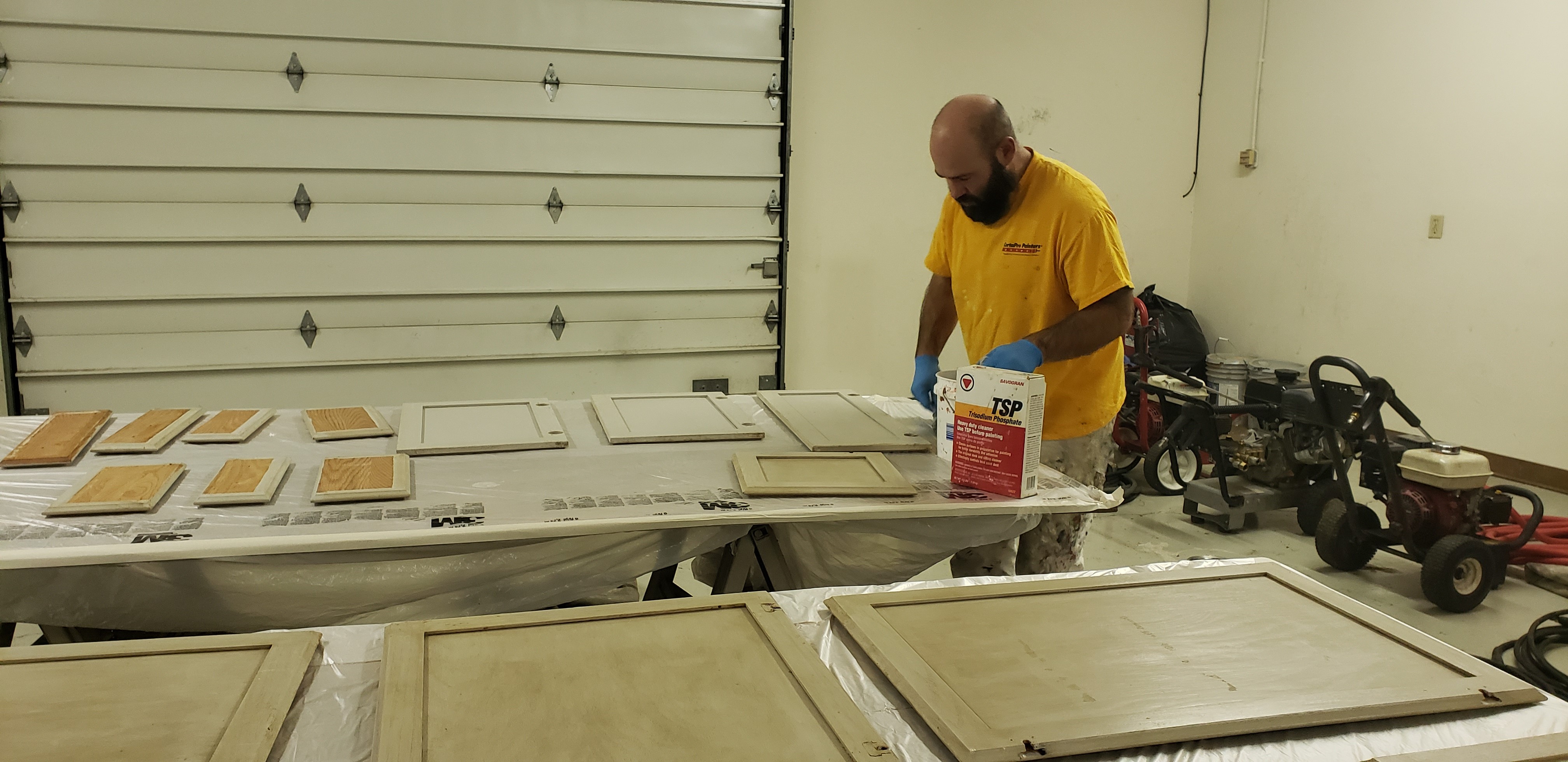 Kitchen Cabinet Painting prepping by CertaPro Painters of Spokane, WA