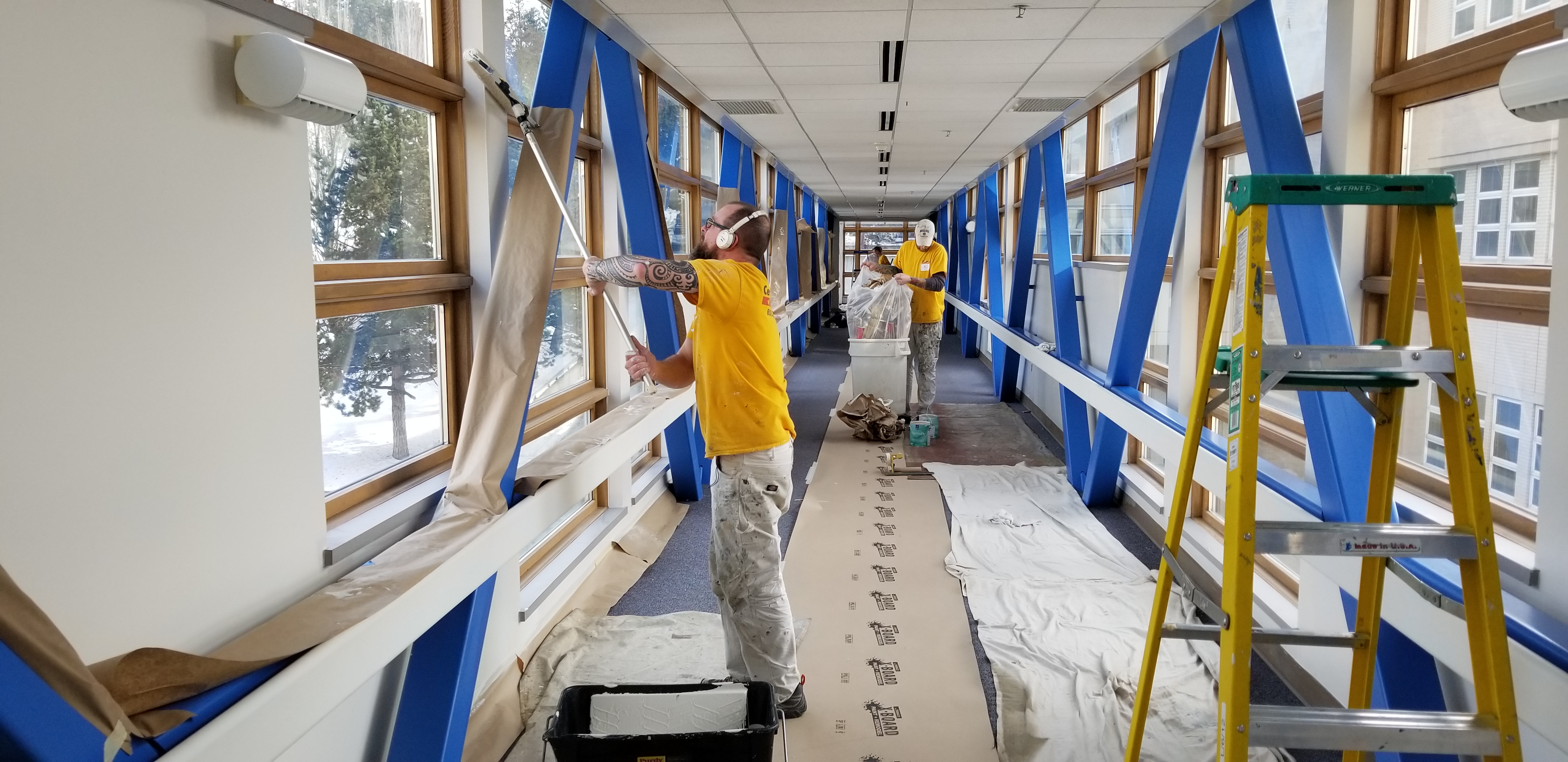 Shriners Hospital Hallway being painted by CertaPro Painters of Spokane