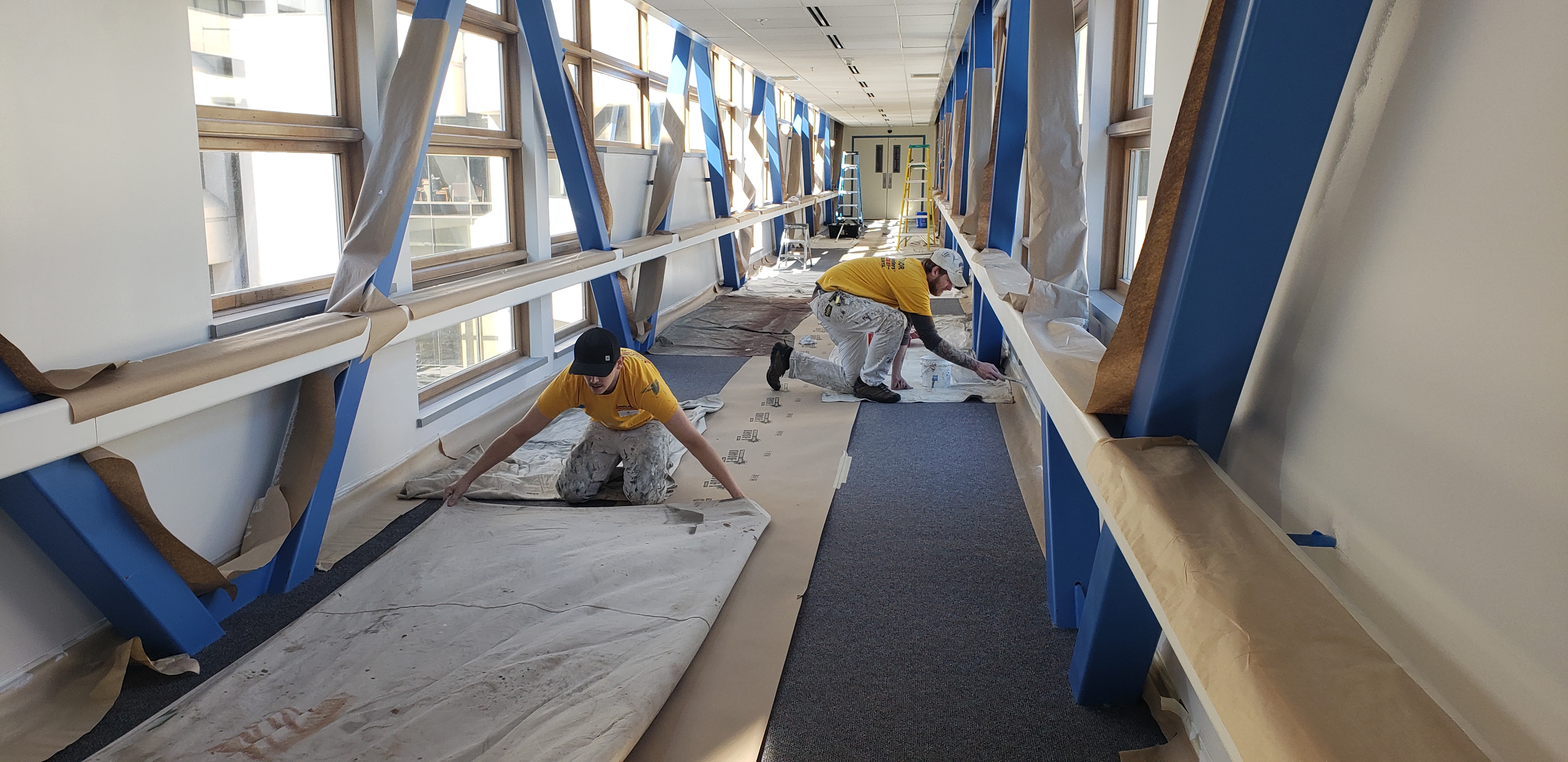 Shriners Hospital Hallway being prepped for paint by CertaPro Painters of Spokane