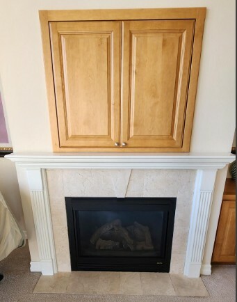 Fireplace interior, before picture