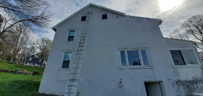 exterior side view before and after painting