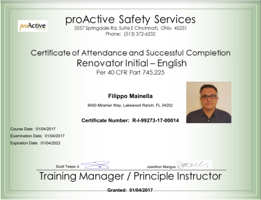 Lead Certificate