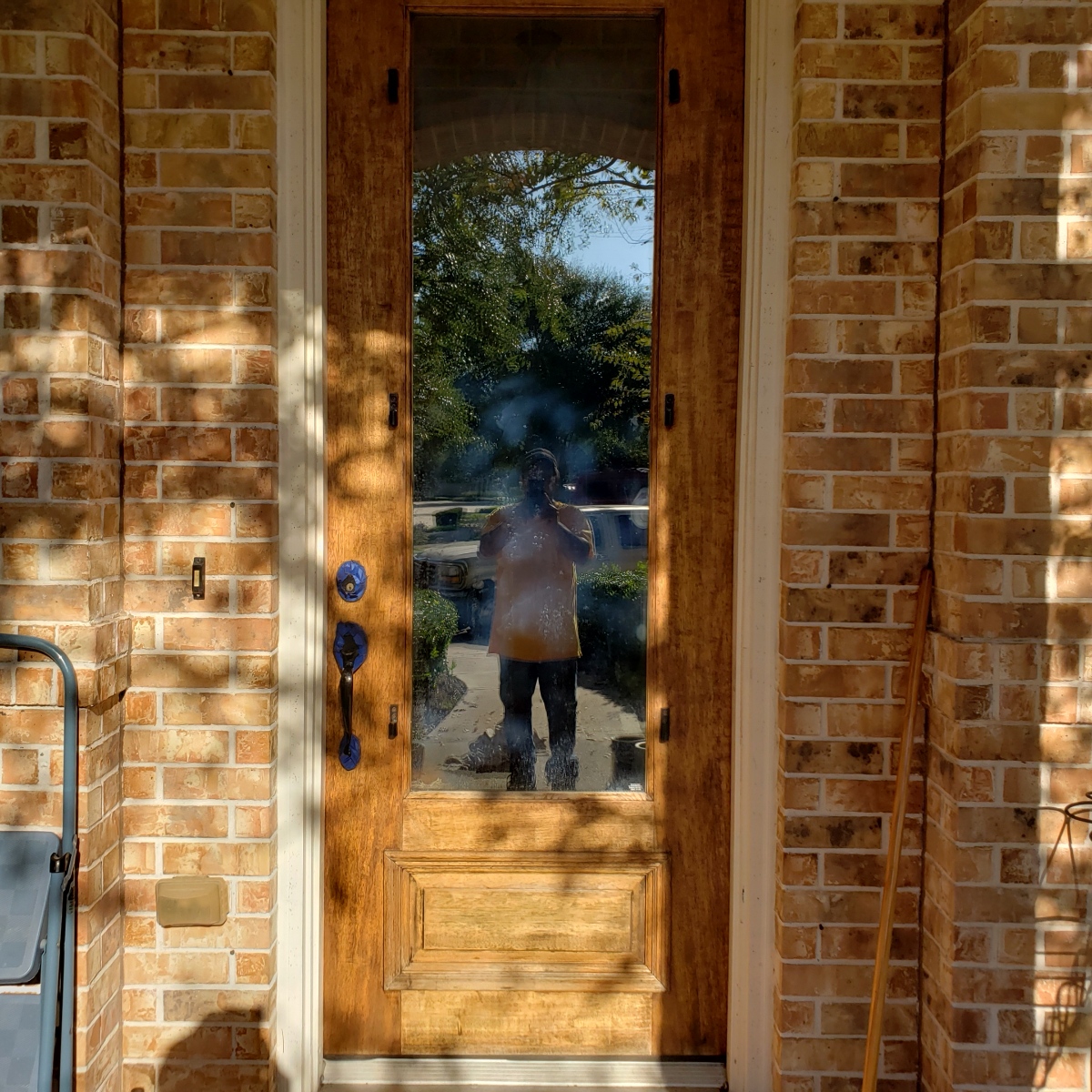 wooden door before refinishing