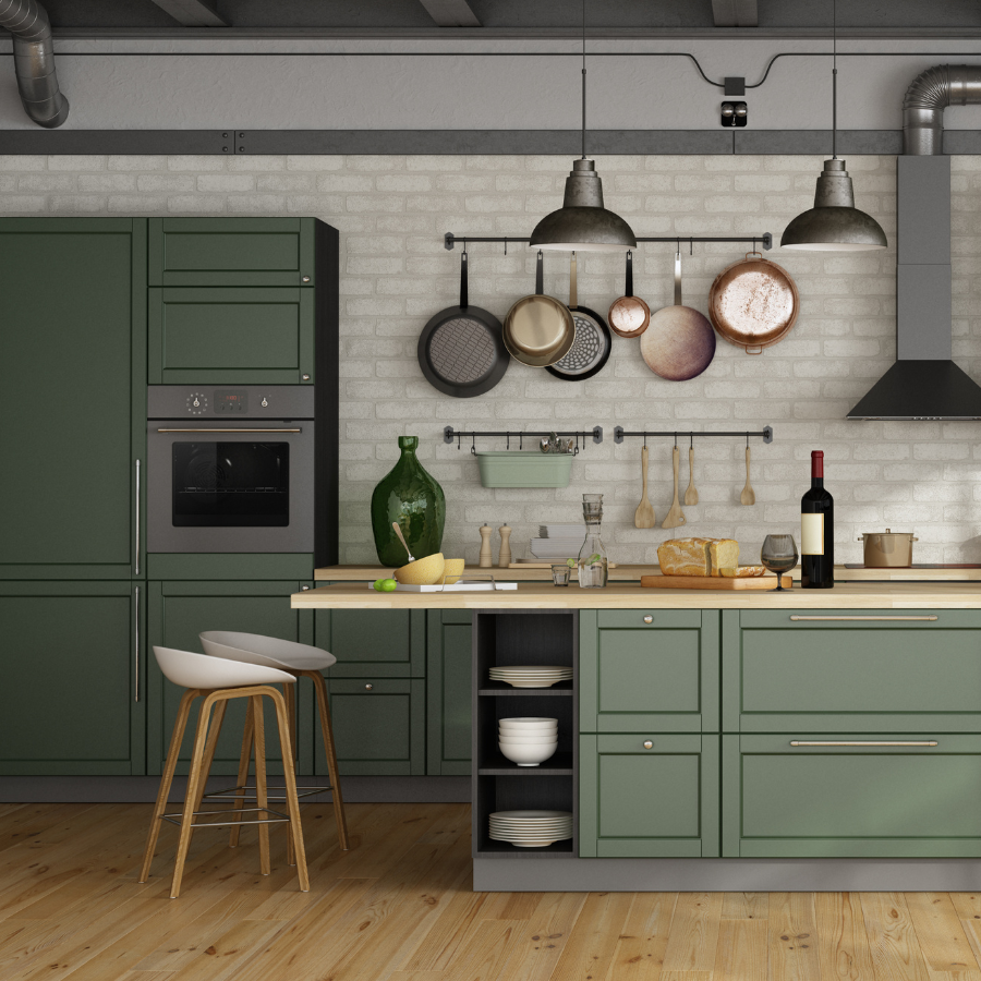 green kitchen cabinets in Hamilton