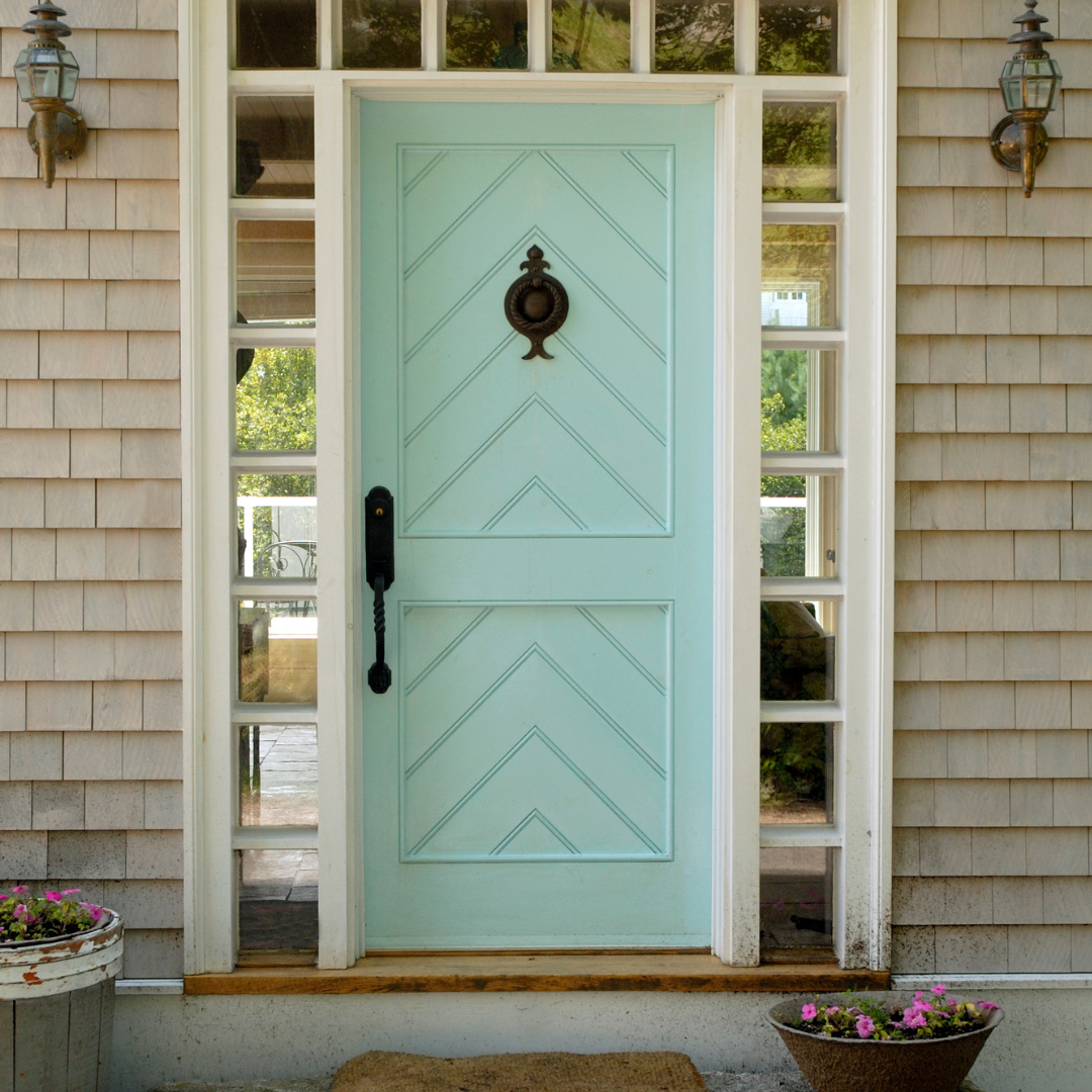 teal front door