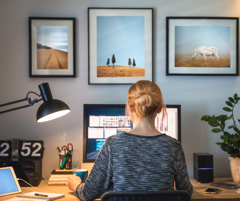 person working from home in willamette oregon