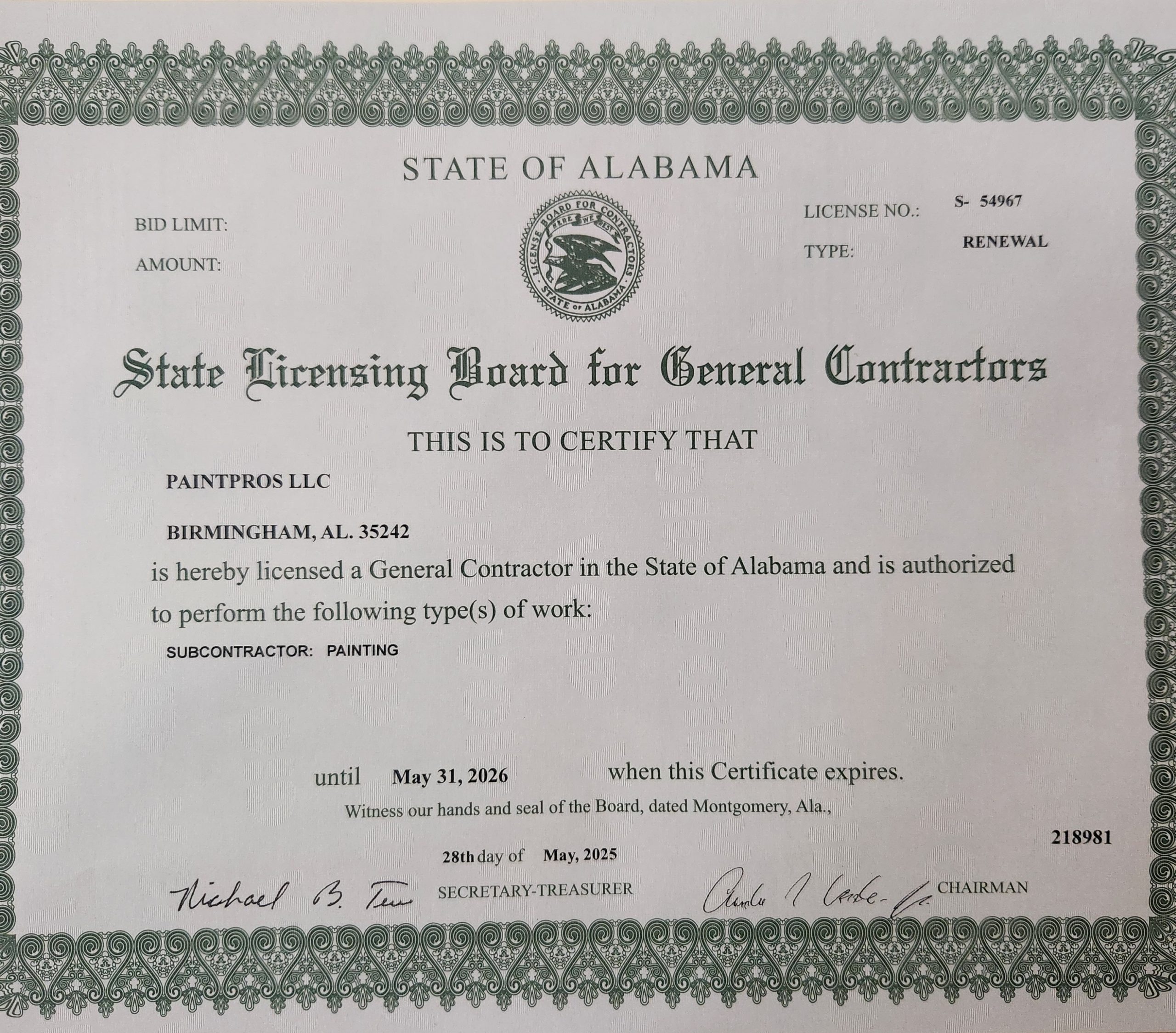 General Contractors License 2025-2026