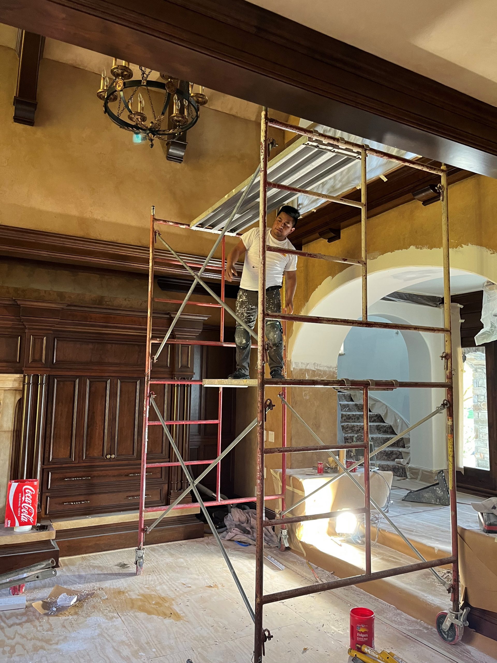 Scaffolding set up for ceiling work