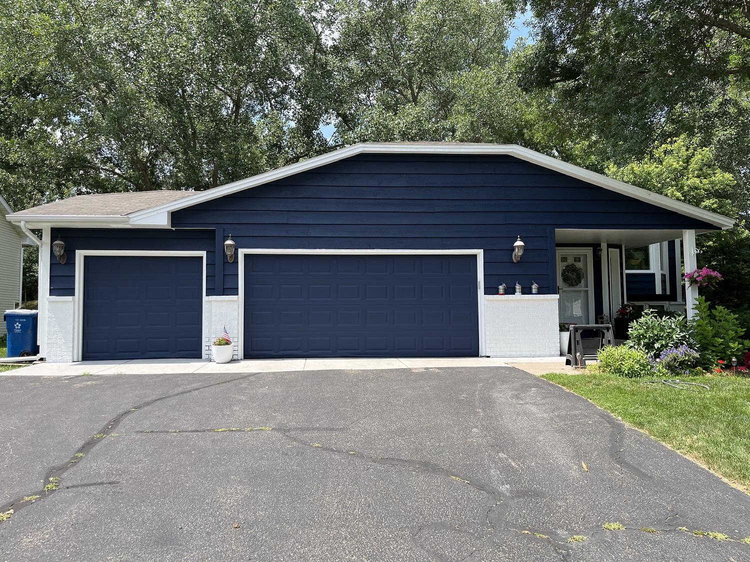 Single-level Home Painting in Plymouth - View from the front after completion