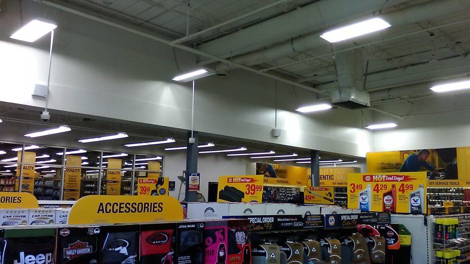 A commercial space with added brand colors Before