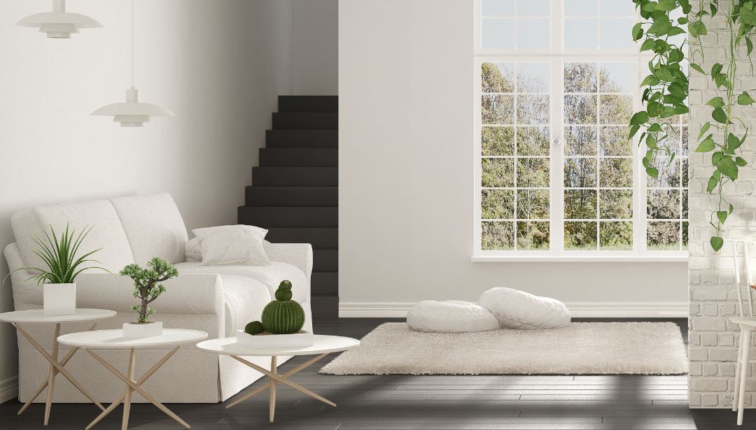 white cream and gray room