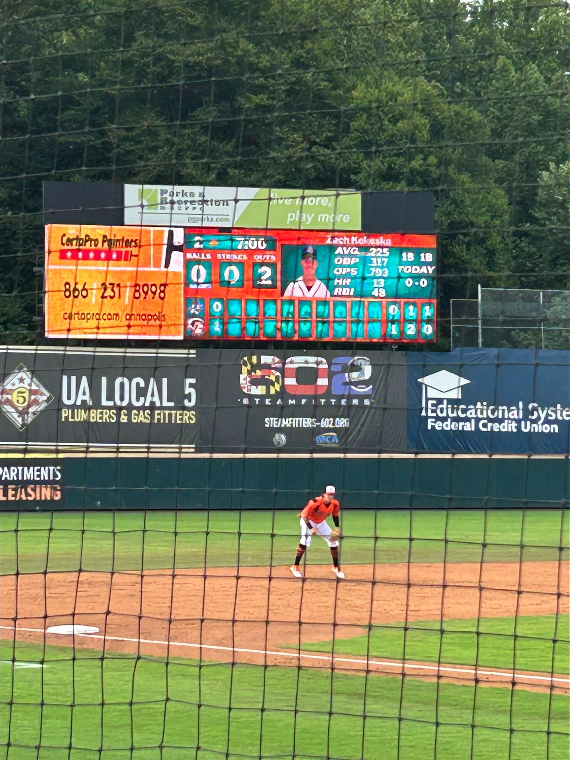 CertaPro painters ad on side of baysox video board