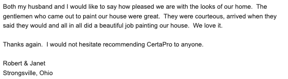 testimonial for certapro westlake