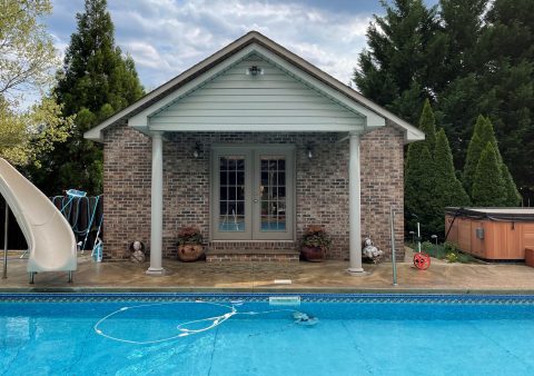 Exterior Painting Project – Pool House in Spartanburg Before