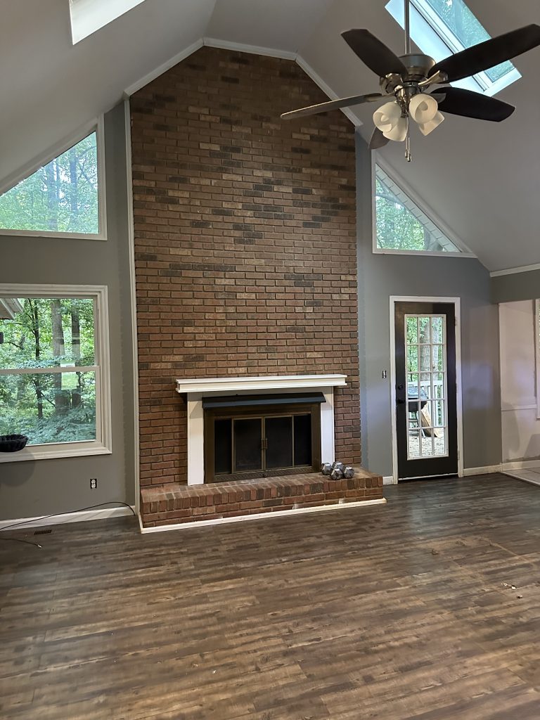 Brick Limewash of Fireplace Before