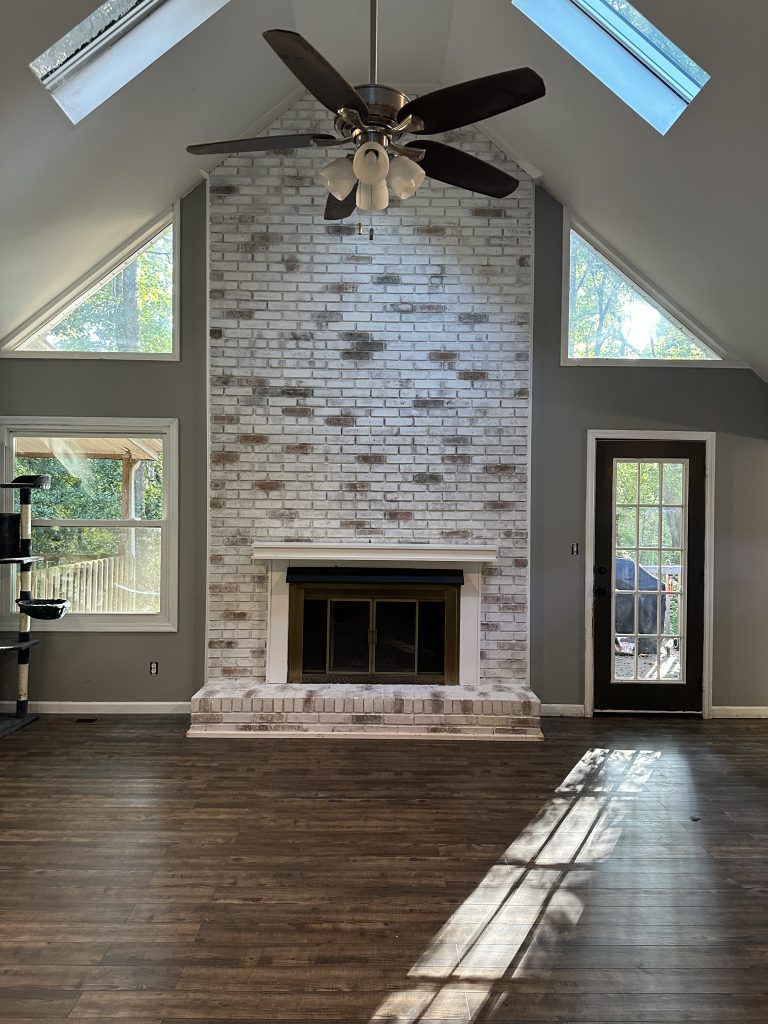 Brick Limewash of Fireplace After