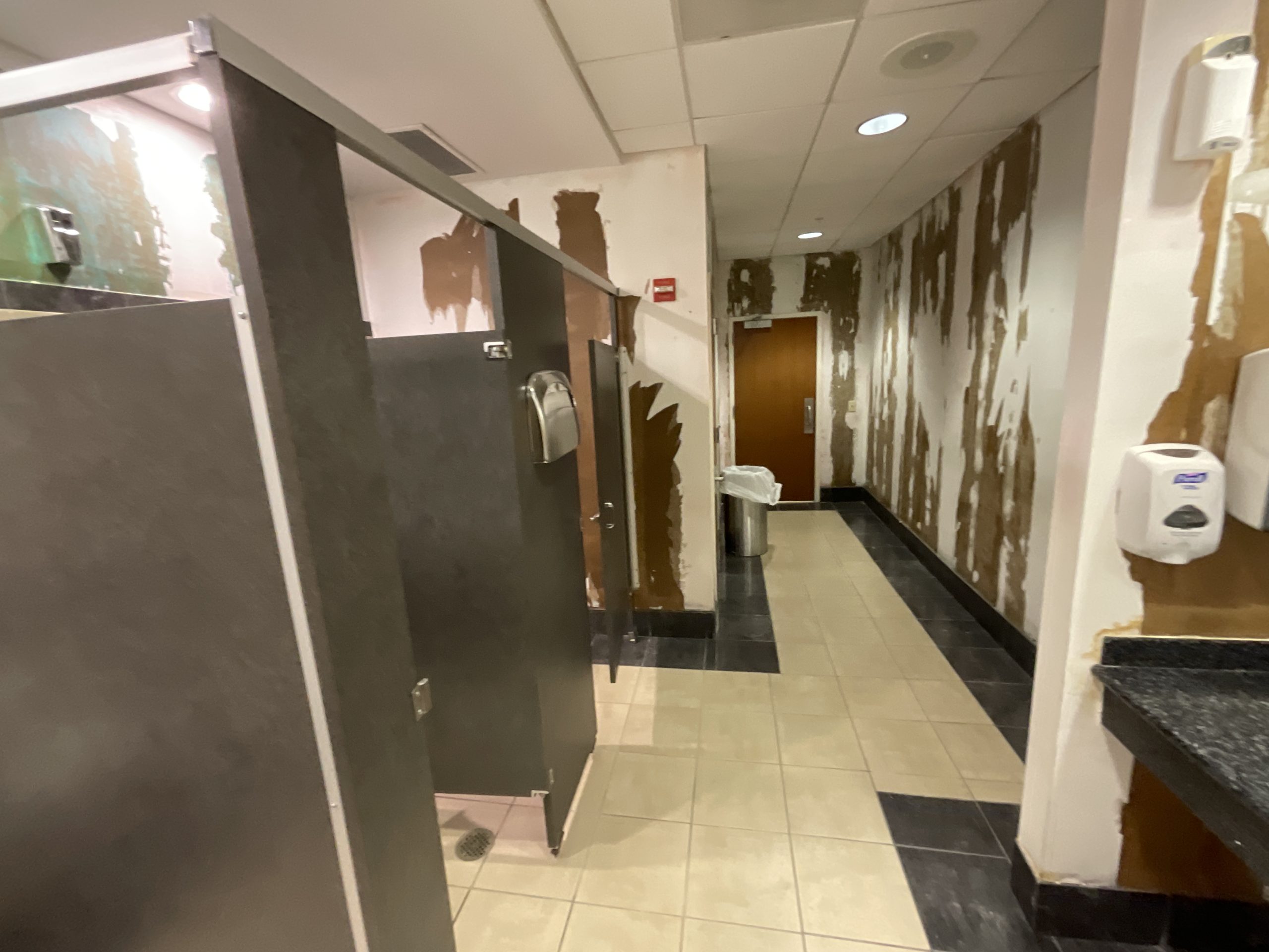 before interior painting for commercial bathroom