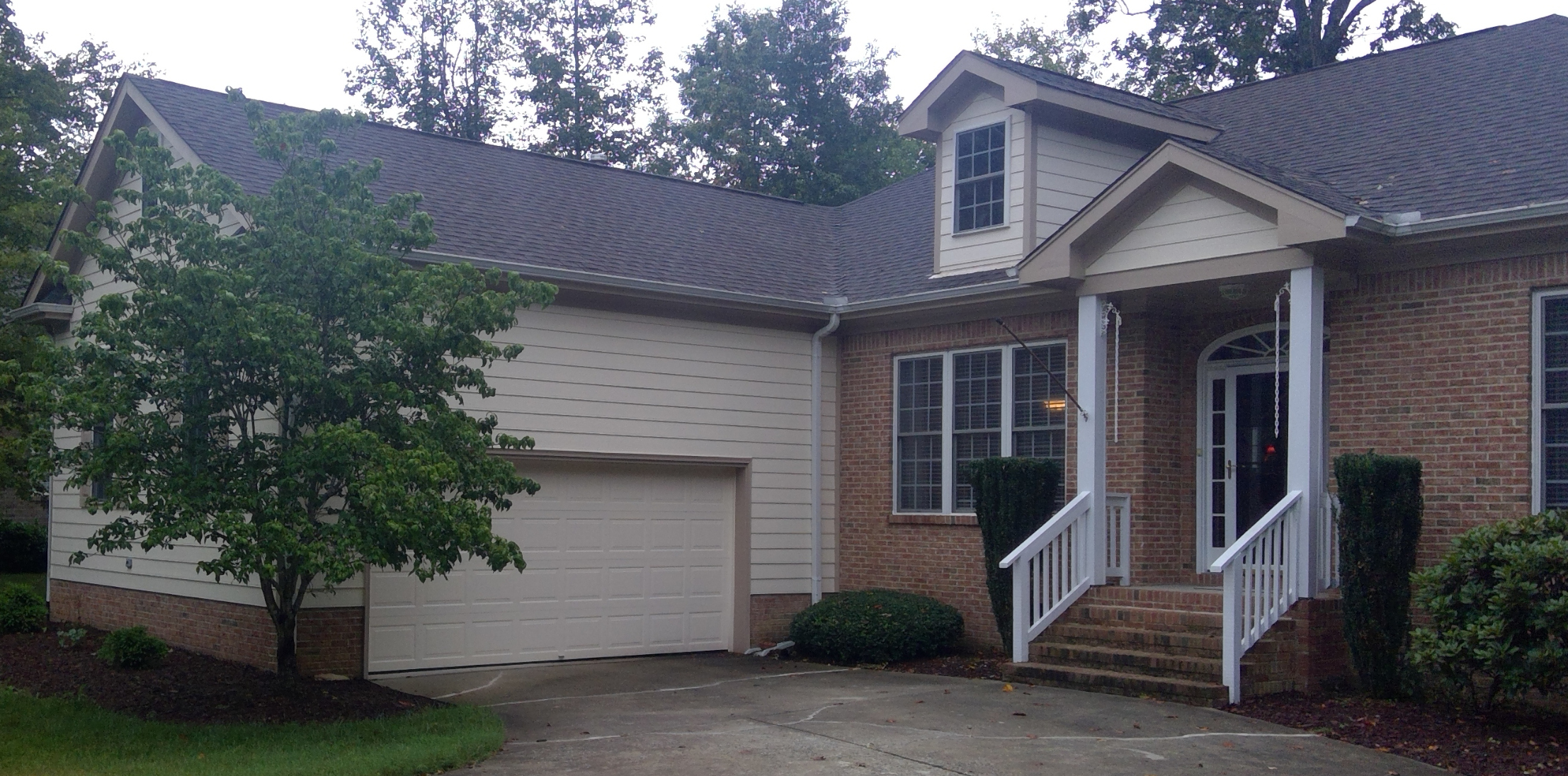 before brick and garage door painting