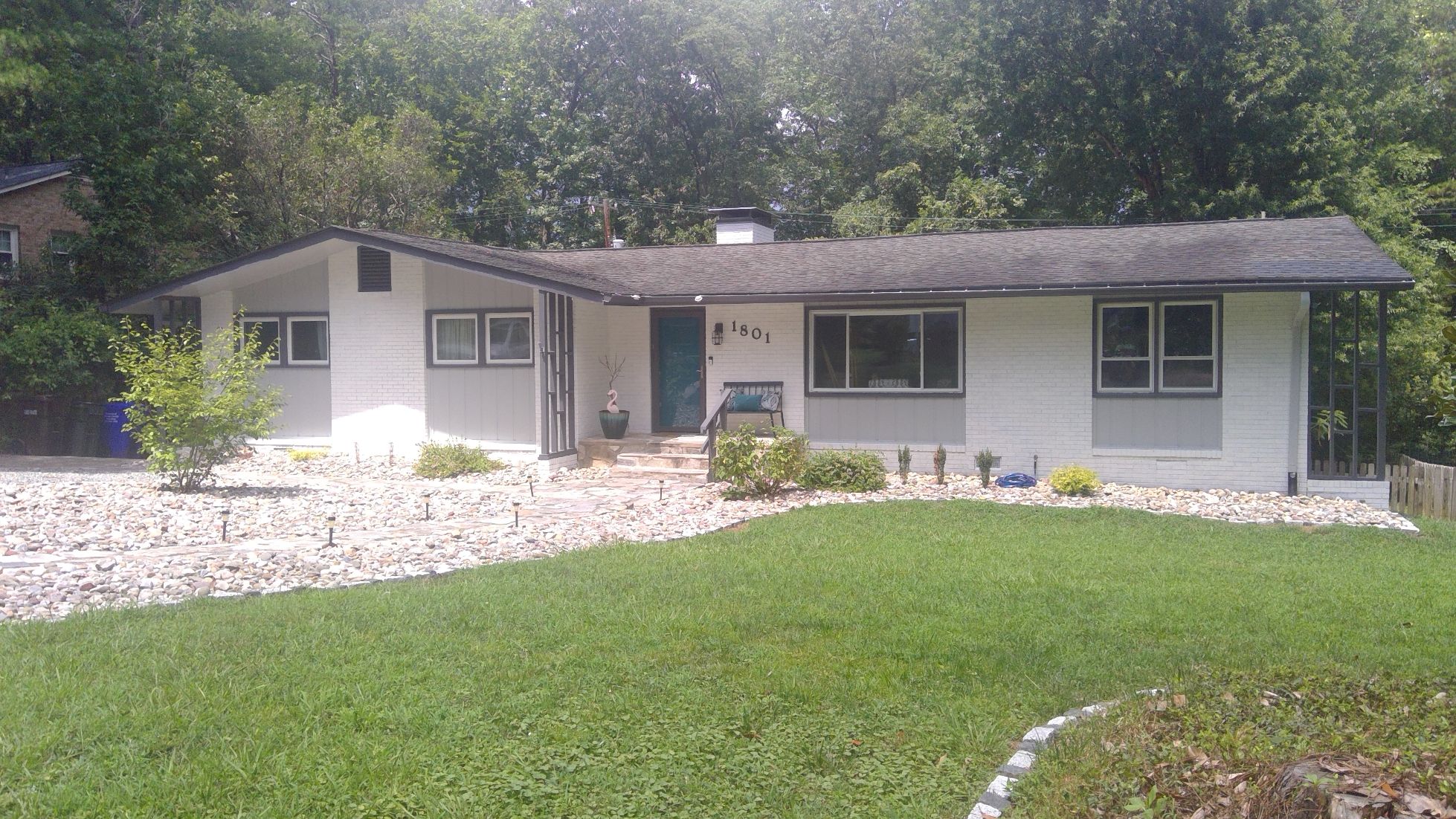 Front Exterior Brick Painting Before and After After