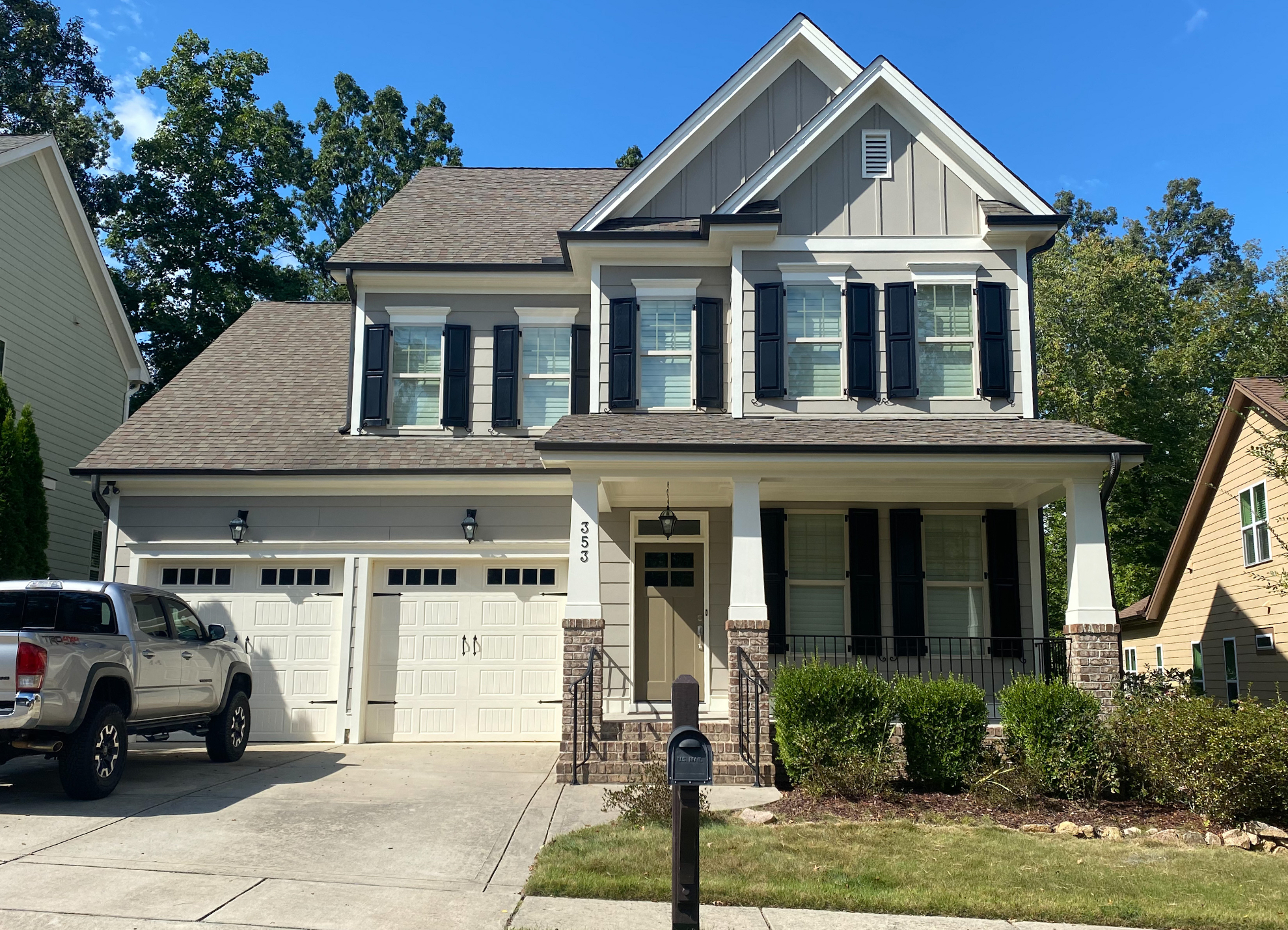 2 car garage home after exterior painting